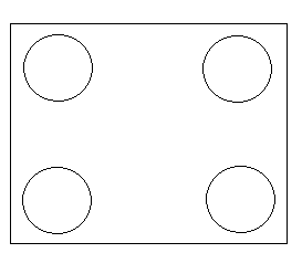 Vierkant / Rechteck, mit 4 Kreisausschnitten