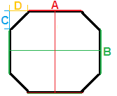 Vierkant / Rechteck, mit abgeschnittenen Ecken (2x 45 je Ecke)